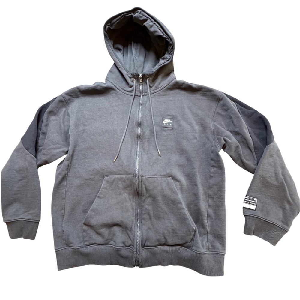 Nike Air Mens Full Zip Hoodie Charcoal‎ Grey Black HJ0636-060 Size M
